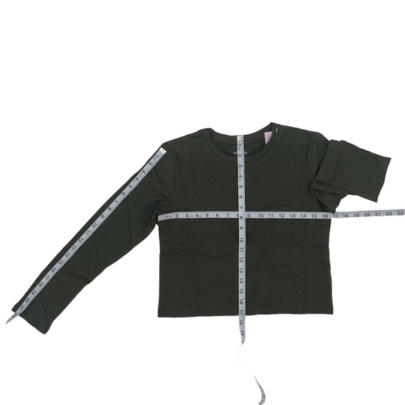 NWT Wild Fable Green Long Sleeve Cropped Boxy Shirt Size Small Women's - Picture 5 of 8